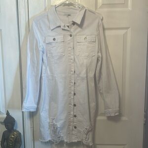 White Jean Skirt One Piece Large